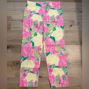Lilly Pulitzer Vintage Cotton Stretch Shoo Fly Capri Pants in Pink Poplin Floral